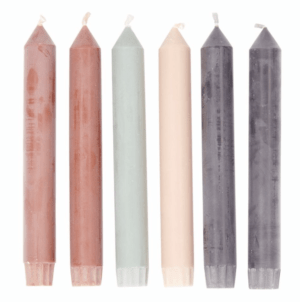 Dinerkaarsen 17 cm multicolor - set van 6