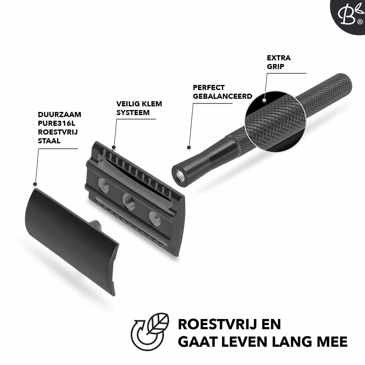 Bamboozy Safety Razor mat zwart - Afbeelding 2